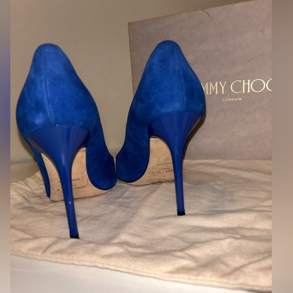 Jimmy Choo Navy Blue Pump Aegean Suede - Picture 4 of 10